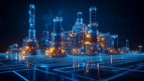 油气发电厂夜色图