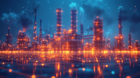 油气发电厂夜色图