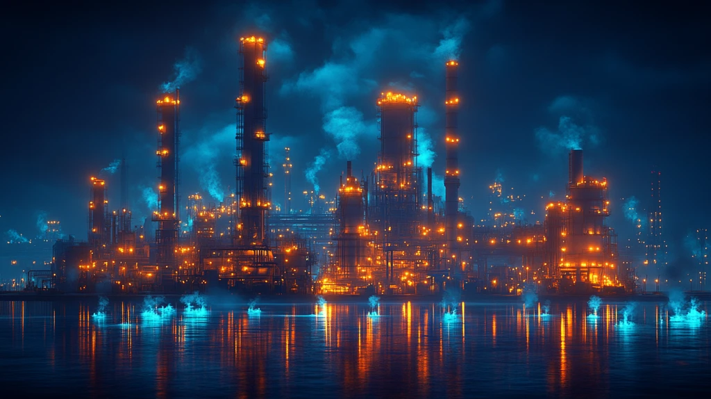 油气发电厂夜色图