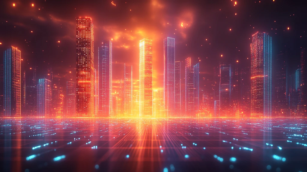 科技背景城市线条图