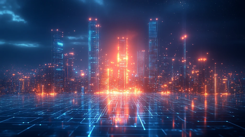 科技背景城市线条图