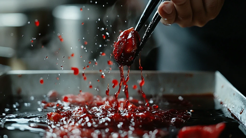 厨师炒制番茄底料酱汁