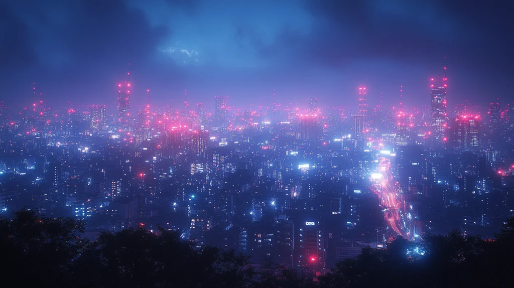 夜晚城市通讯线