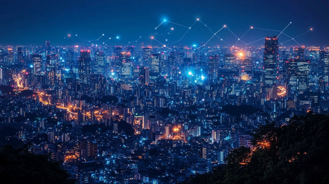 夜晚城市通讯线