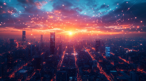 夜晚城市通讯线