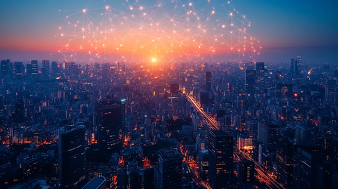 夜晚城市通讯线