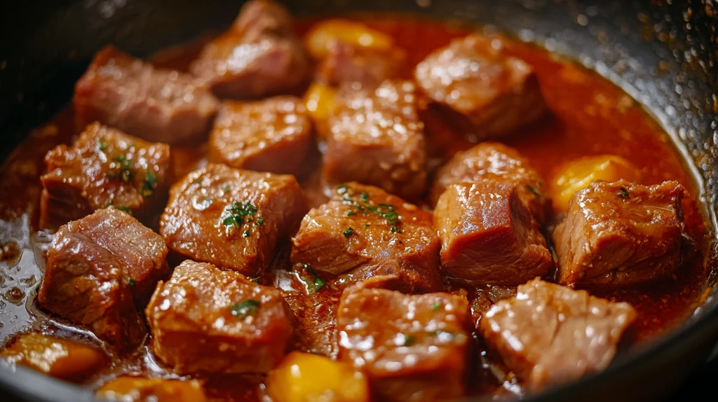 牛肉粒烹饪过程