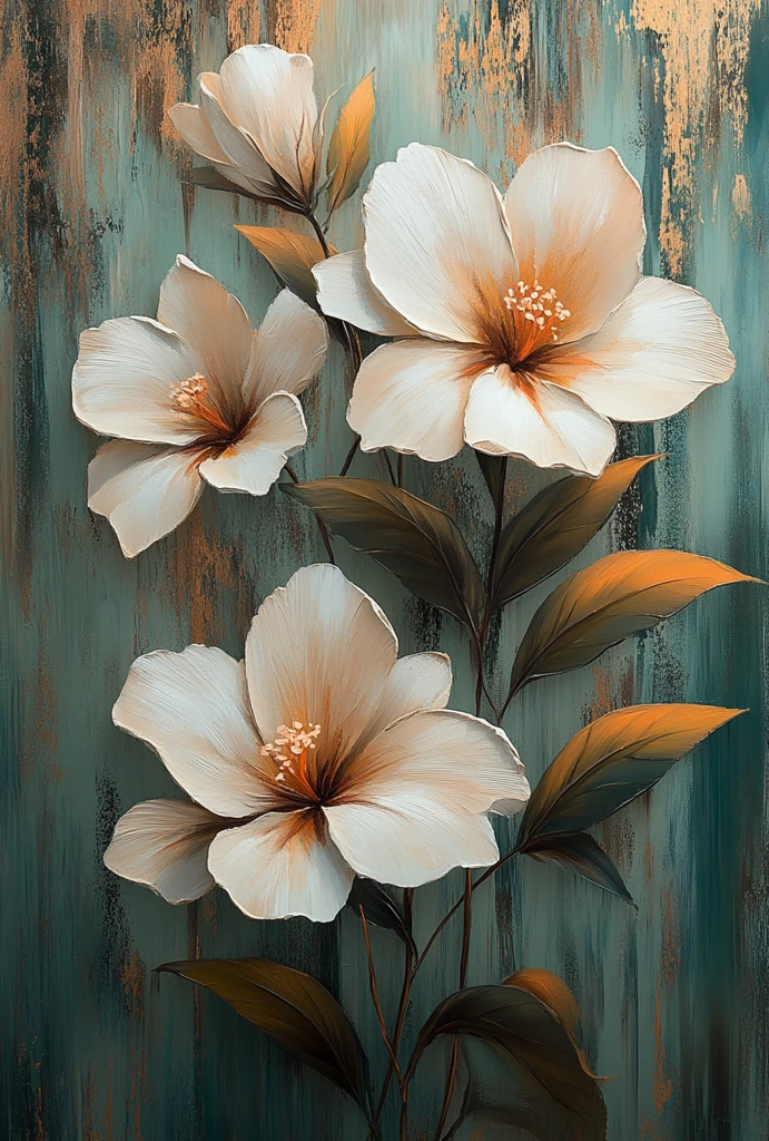 白米棕抽象花卉