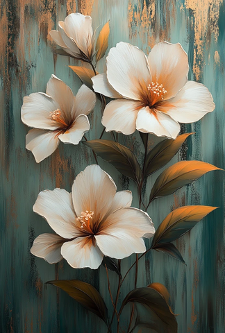 白米棕抽象花卉