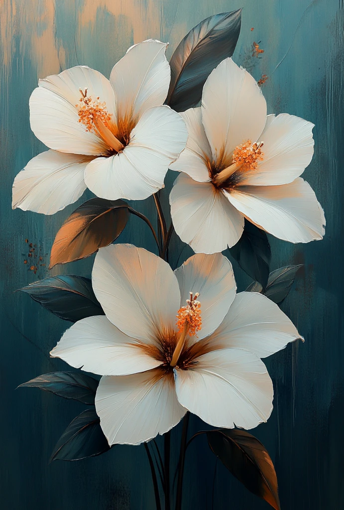 白米棕抽象花卉