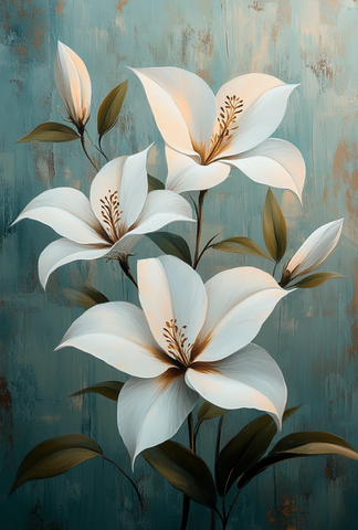 白米棕抽象花卉