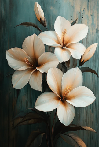 白米棕抽象花卉