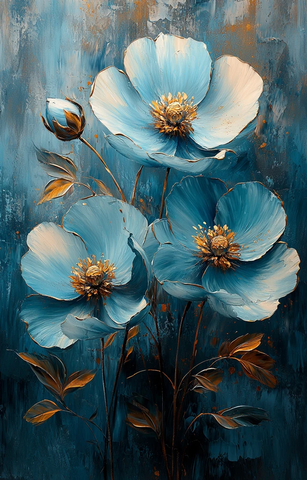 青花金线花卉图