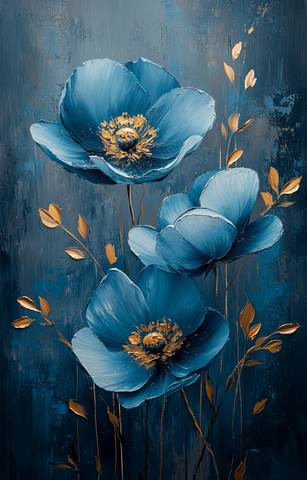 青花金线花卉图