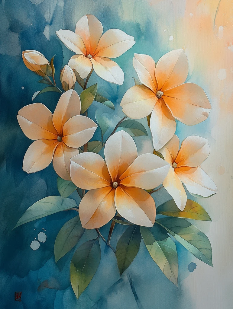 茉莉花水彩画