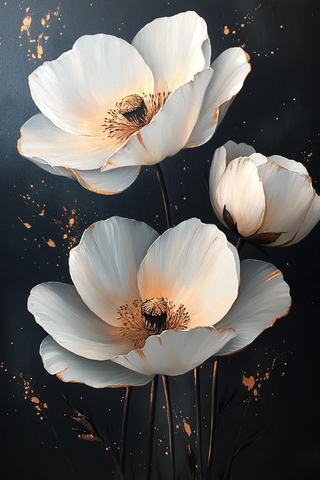 白色花朵与金色点缀