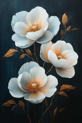 白色花朵与金色点缀