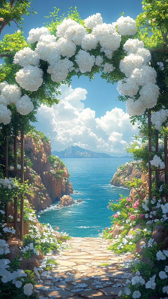 白色花卉海边婚礼