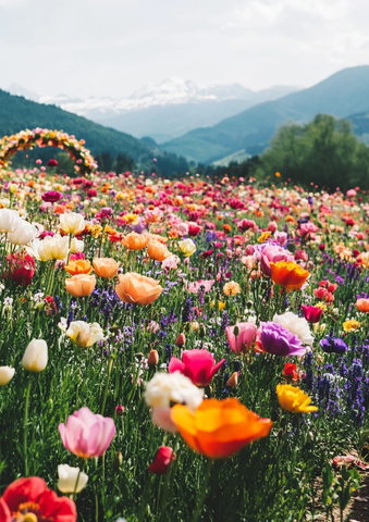 野花盛开的小路