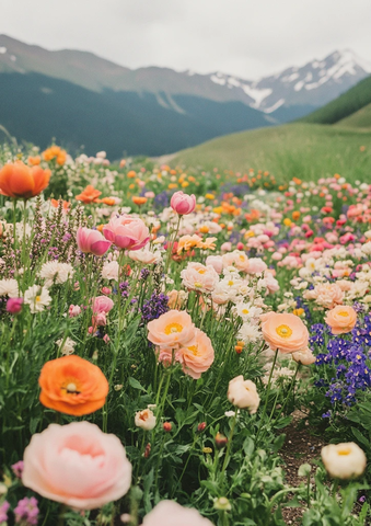 野花盛开的小路