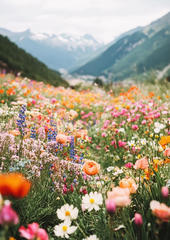 野花盛开的小路