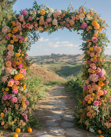 花卉拱门与石径