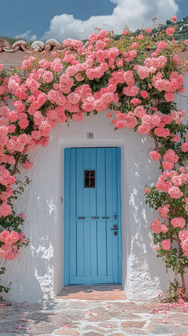 白色墙面玫瑰门