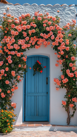 白色墙面玫瑰门