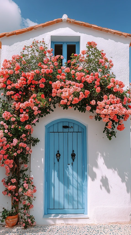 白色墙面玫瑰门