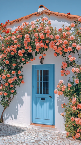 白色墙面玫瑰门
