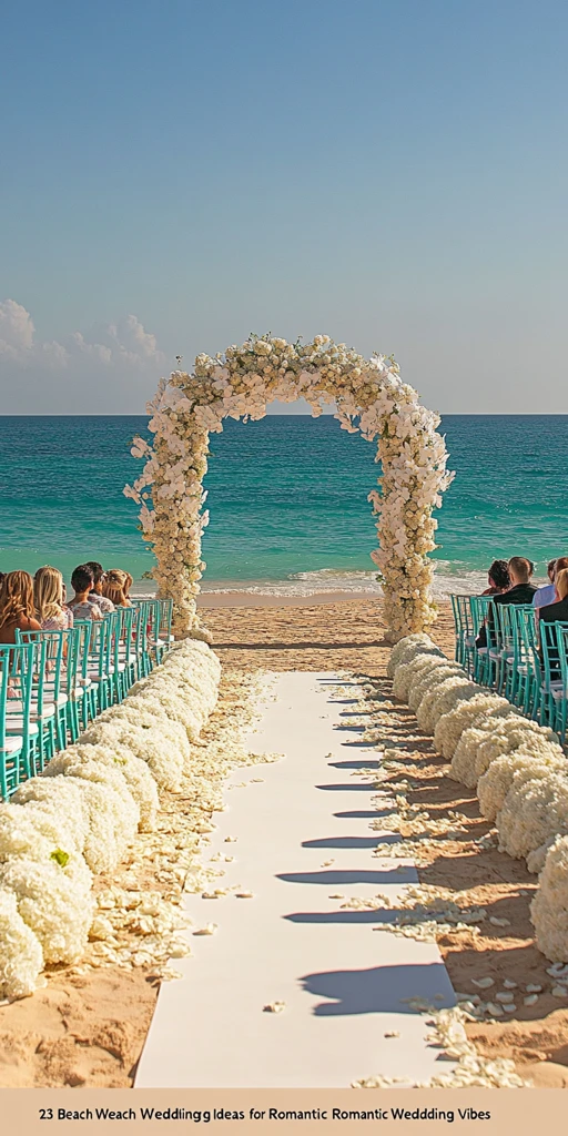 海边婚礼白色花艺仪式