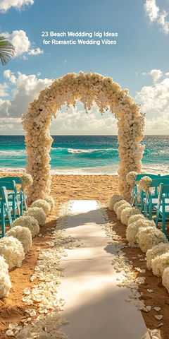 海边婚礼白色花艺仪式