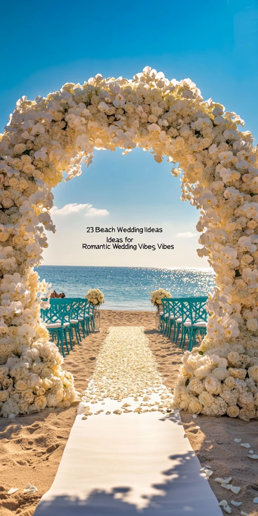 海边婚礼白色花艺仪式