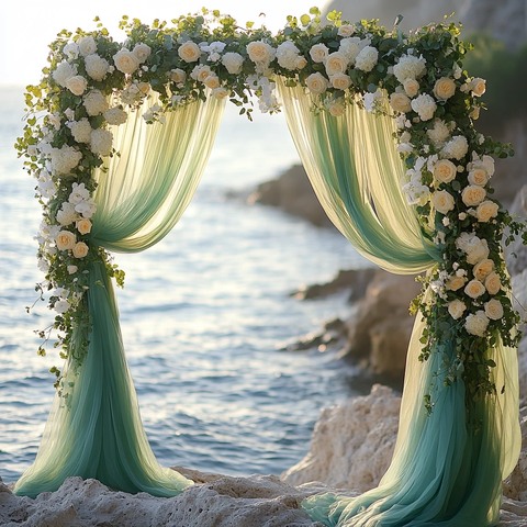 翠绿薄纱拱门花饰