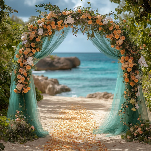 翠绿薄纱拱门花饰