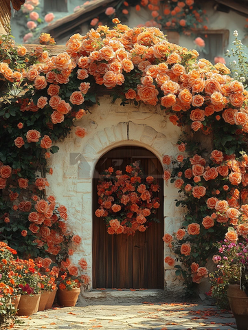 玫瑰拱门花墙门