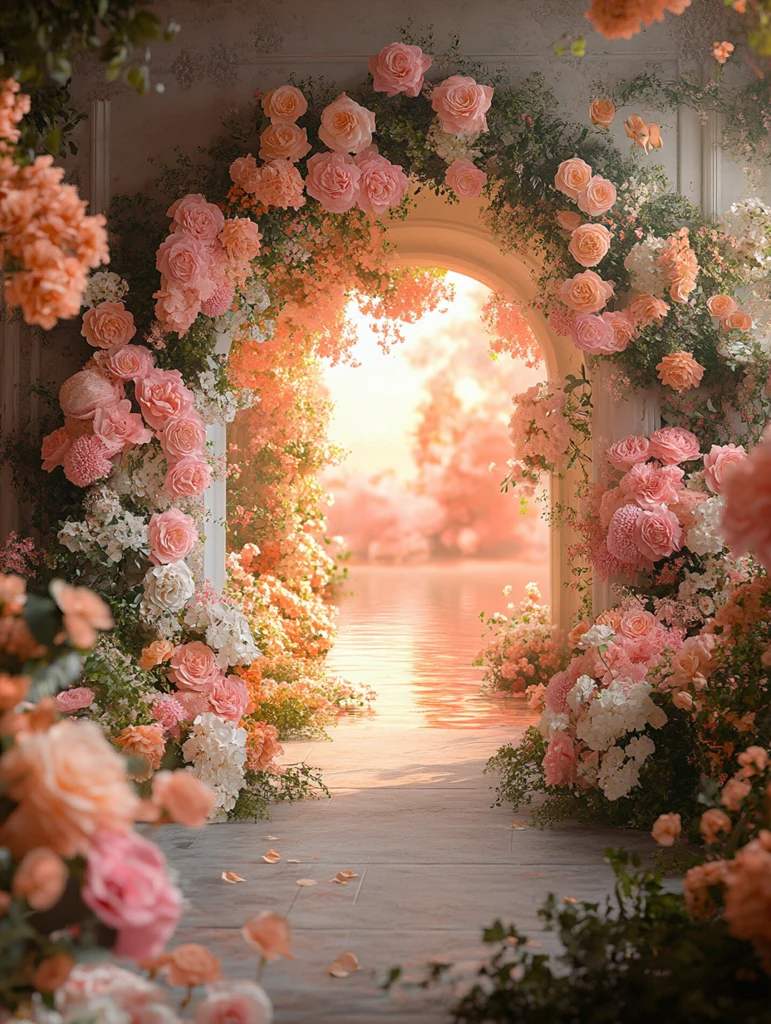 白色花环立湖中