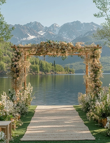 雪山背景的婚帐