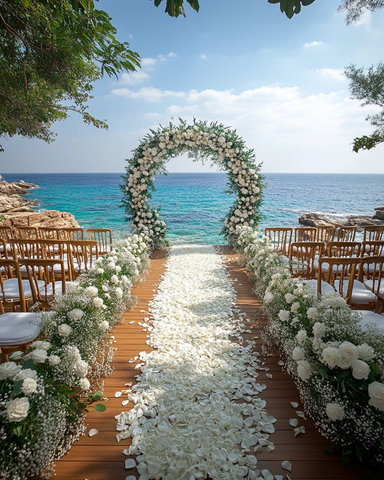 白色花艺拱门婚礼
