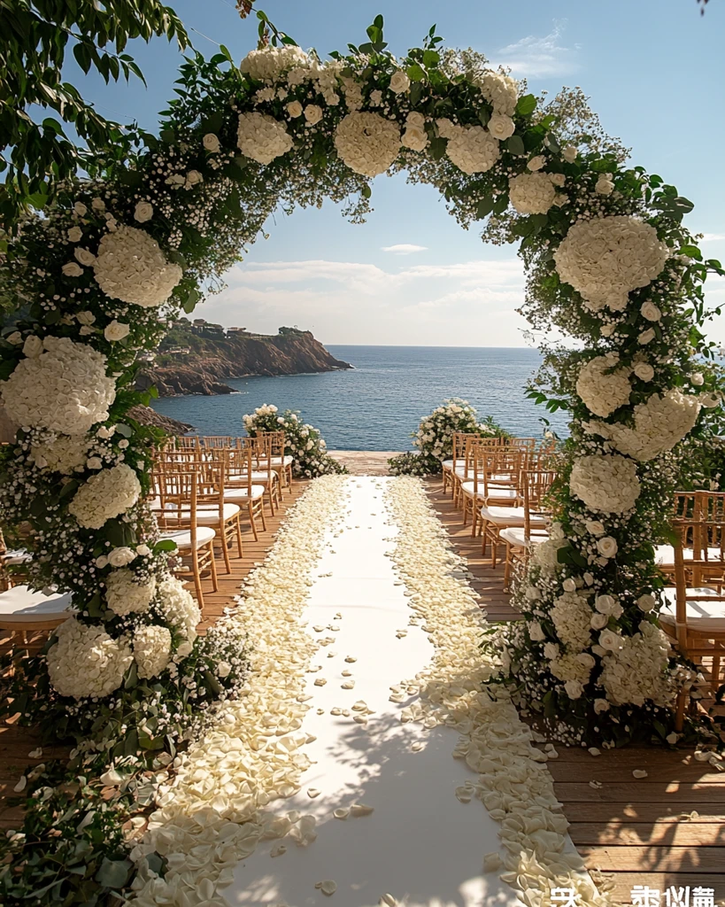 白色花艺拱门婚礼
