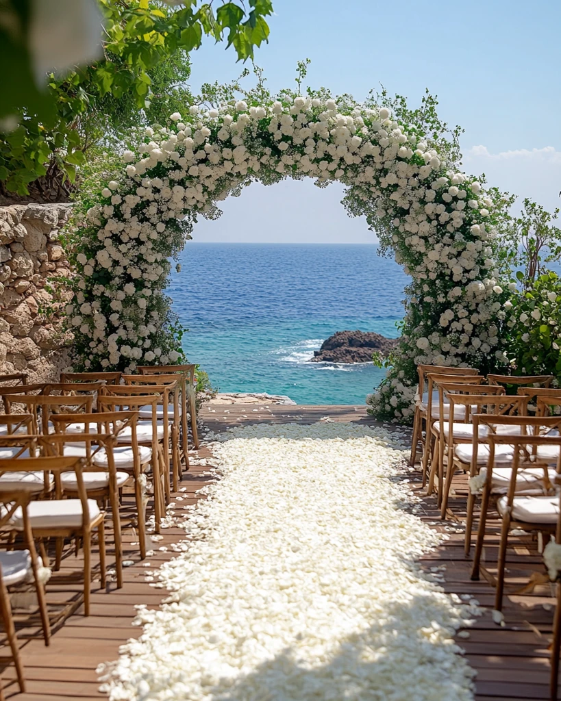 白色花艺拱门婚礼