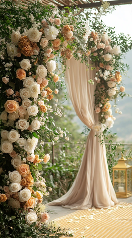 白玫瑰花拱婚礼入口