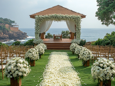 白花绿草婚礼布置