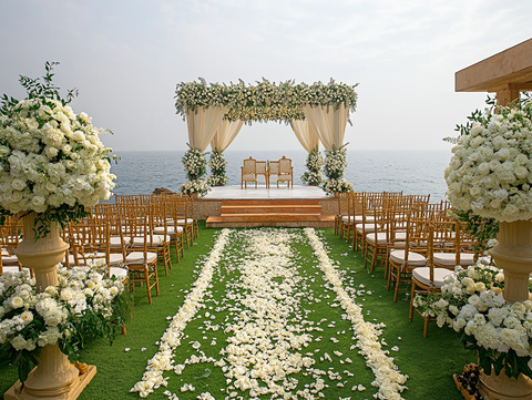 白花绿草婚礼布置