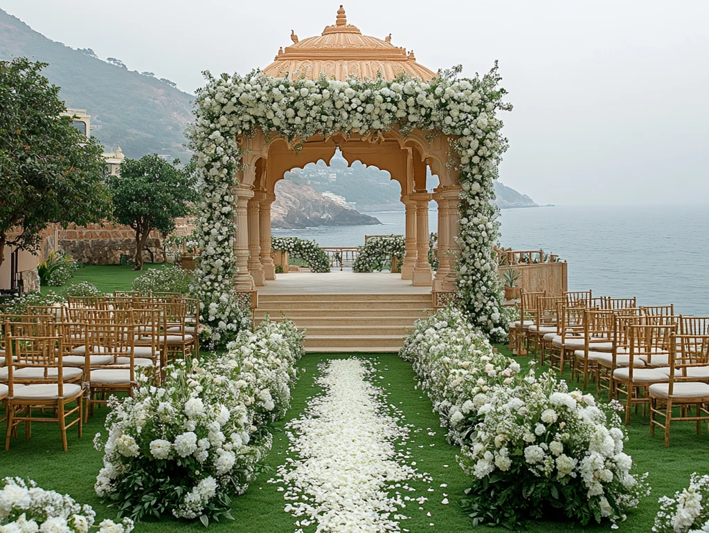 白花绿草婚礼布置