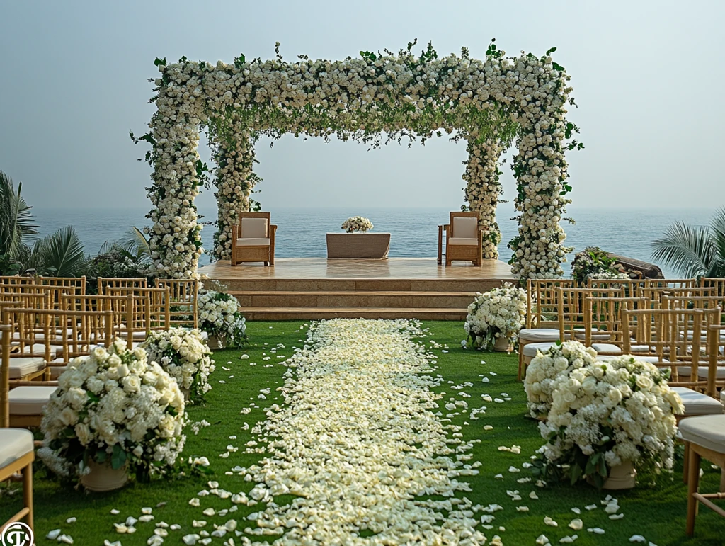 白花绿草婚礼布置