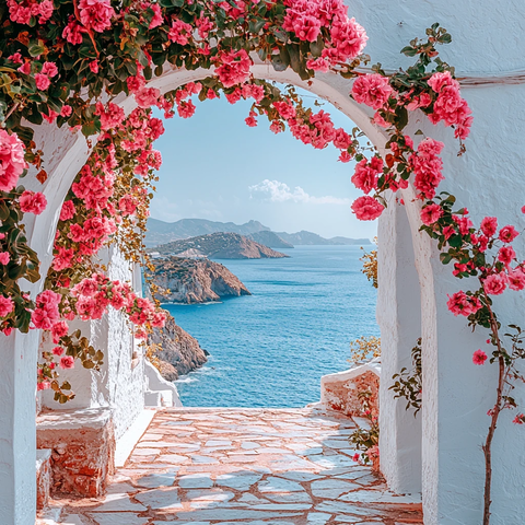 白色拱门粉色花