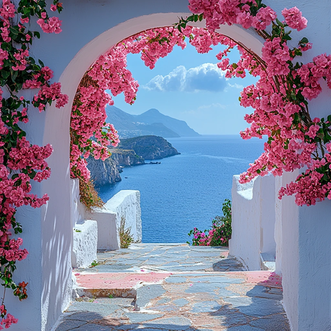 白色拱门粉色花