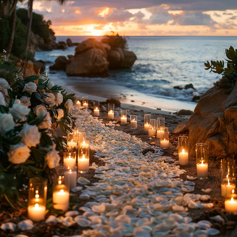 玫瑰花瓣烛光路径