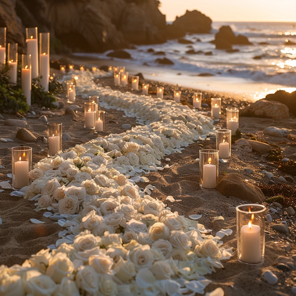 玫瑰花瓣烛光路径